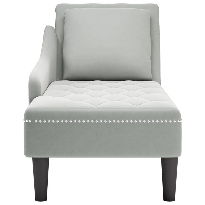 Casa si Gradina - Mobilier - Scaune si fotolii - Fotolii - Sezlong cu perna si cotiera dreapta, gri deschis, catifea - Infinity.ro
