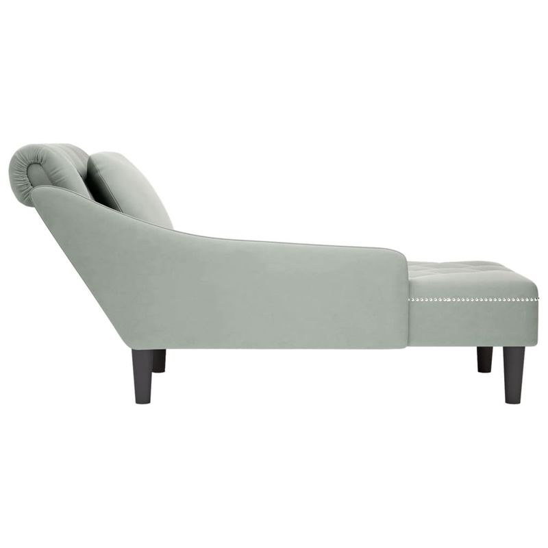 Casa si Gradina - Mobilier - Scaune si fotolii - Fotolii - Sezlong cu perna si cotiera dreapta, gri deschis, catifea - Infinity.ro