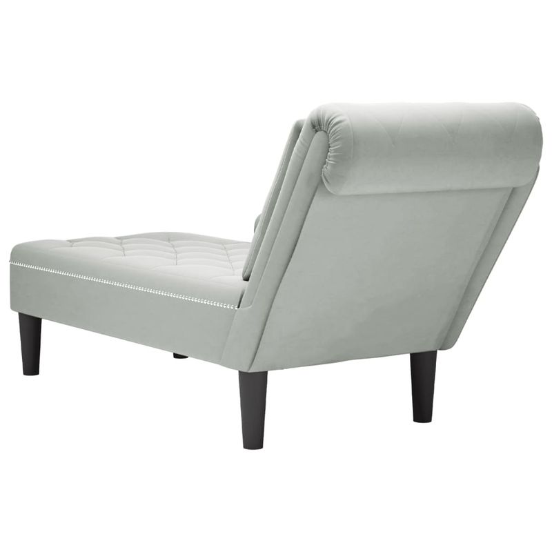 Casa si Gradina - Mobilier - Scaune si fotolii - Fotolii - Sezlong cu perna si cotiera dreapta, gri deschis, catifea - Infinity.ro