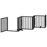 Petshop - Accesorii petshop - Culcusuri si custi - Custi interior si exterior - Poarta caini pliabila cu usa 9 panouri negru, 450 cm, lemn plop - Infinity.ro