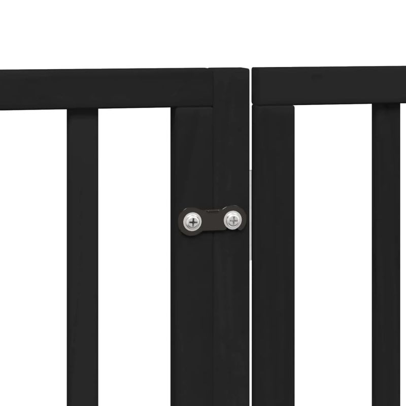 Petshop - Accesorii petshop - Culcusuri si custi - Custi interior si exterior - Poarta caini pliabila cu usa 9 panouri negru, 450 cm, lemn plop - Infinity.ro