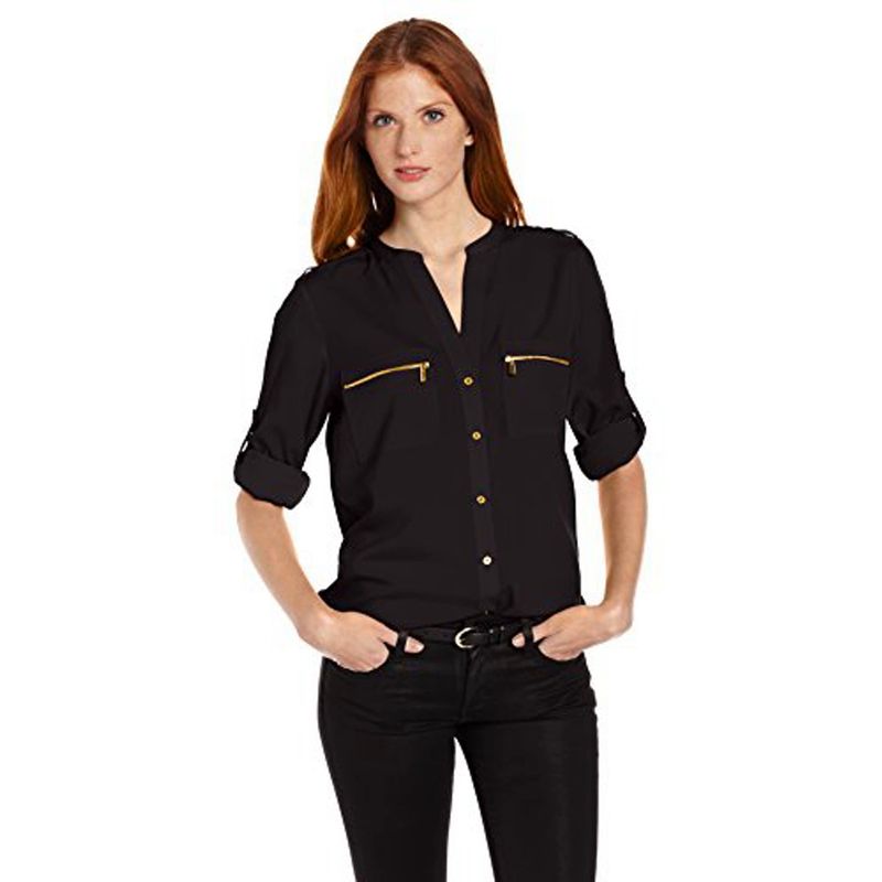 Fashion, accesorii si bijuterii - Femei - Imbracaminte femei - Camasi si bluze femei - Camasa dama Calvin Klein M3VA9598, S INTL, Negru - Infinity.ro