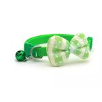 Petshop - Accesorii petshop - Zgarzi, lese si hamuri - Zgarzi - Zgarda ajustabila cu clopotel si papion in carouri pentru caini si pisici, 19-32cm, Verde - Infinity.ro