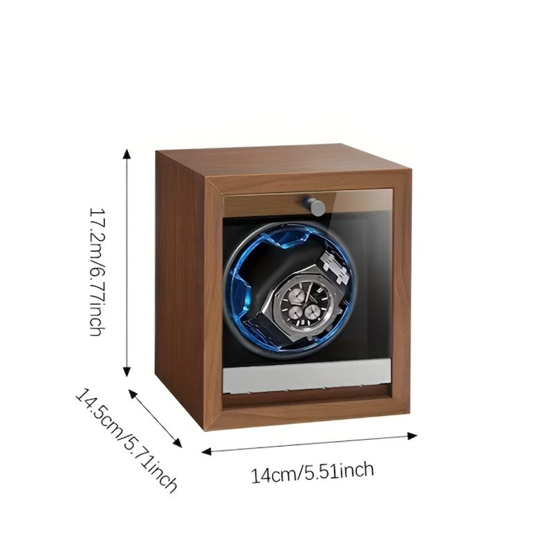 Fashion, accesorii si bijuterii - Barbati - Bijuterii barbati - Ceasuri barbati - Cutie intors ceasuri automatice, 1 compartiment, lumini LED, modern si elegant, 5 moduri, 4 programe rotatie, lemn - Infinity.ro