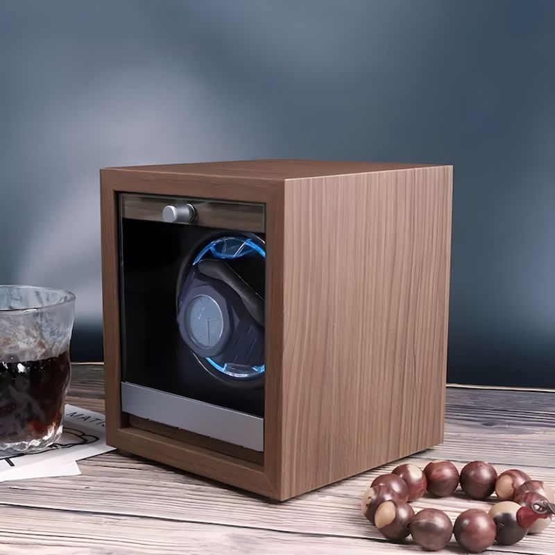 Fashion, accesorii si bijuterii - Barbati - Bijuterii barbati - Ceasuri barbati - Cutie intors ceasuri automatice, 1 compartiment, lumini LED, modern si elegant, 5 moduri, 4 programe rotatie, lemn - Infinity.ro