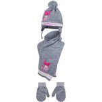 Fashion, accesorii si bijuterii - Copii - Accesorii copii - Caciuli si palarii copii - Set caciula-fular-manusi Minnie Mouse, Gri, 44 cm - Infinity.ro