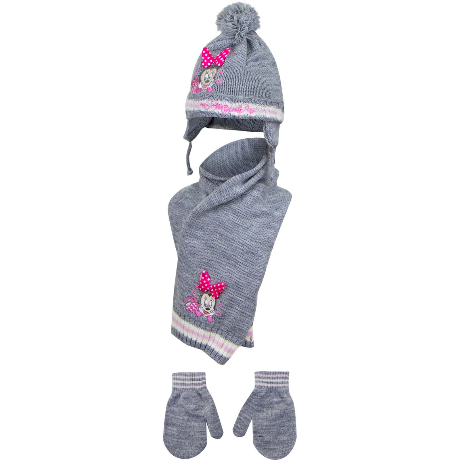 Set caciula-fular-manusi Minnie Mouse, Gri