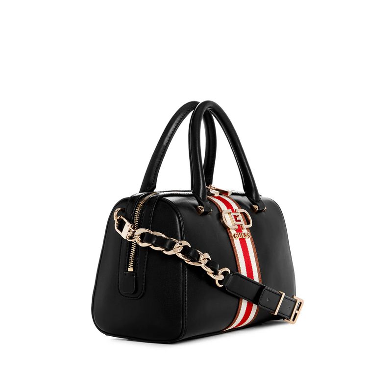 Fashion, accesorii si bijuterii - Femei - Accesorii femei - Genti si rucsacuri femei - Geanta dama Guess Nelka Satchel VG930705 Negru 25.5 x 16 x 12.5 cm - Infinity.ro