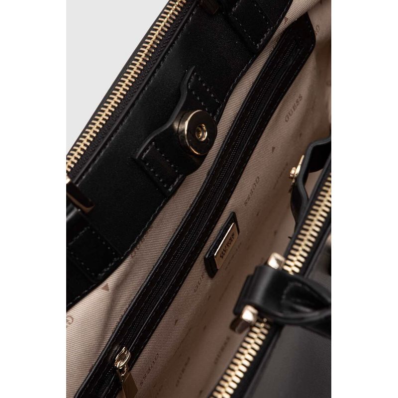 Fashion, accesorii si bijuterii - Femei - Accesorii femei - Genti si rucsacuri femei - Geanta dama Guess nelka satchel VG930707 35 x 25 x 11 cm Negru - Infinity.ro