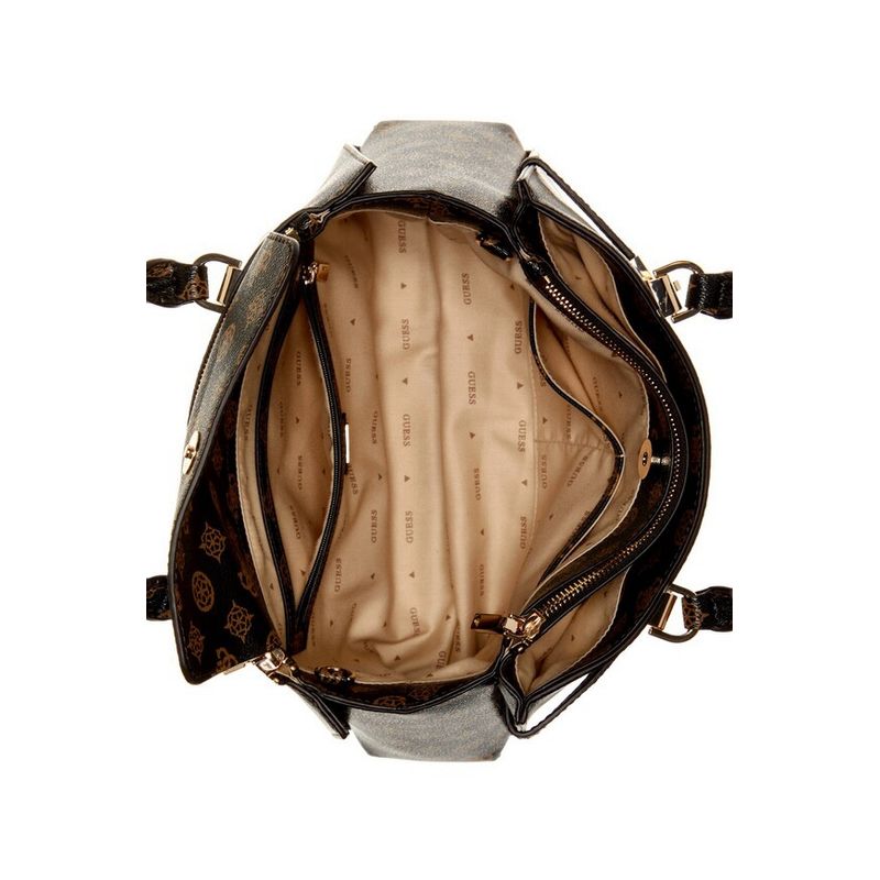 Fashion, accesorii si bijuterii - Femei - Accesorii femei - Genti si rucsacuri femei - Geanta dama Guess Loralee Status Satchel PG922606 Maro 30 x 22 x 10 cm - Infinity.ro