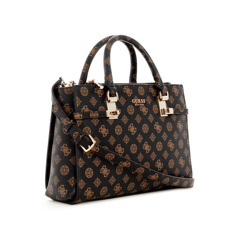 Fashion, accesorii si bijuterii - Femei - Accesorii femei - Genti si rucsacuri femei - Geanta dama Guess Loralee Status Satchel PG922606 Maro 30 x 22 x 10 cm - Infinity.ro