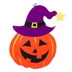 Casa si Gradina - Decoratiuni - Decoratiuni de sezon - Decoratiune Halloween Fara Brand, Dovleac, Pasla, Portocaliu/Mov, 27.5x38cm, Suspendabila - Infinity.ro