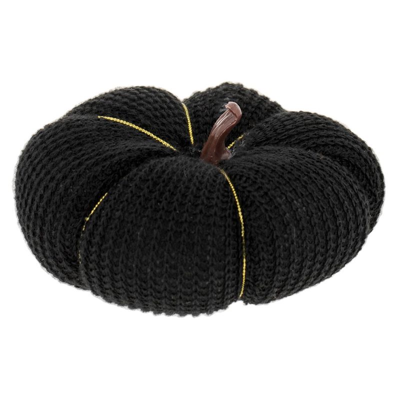 Casa si Gradina - Decoratiuni - Decoratiuni de sezon - Dovleac Decorativ, Tricotat, Portocaliu Negru, 11x4cm - Infinity.ro