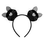 Casa si Gradina - Decoratiuni - Decoratiuni petrecere - Masti si costume carnaval - Coronita Par Pompon, Urechi Pisica, Glitter Argintiu, Negru, Poliester - Infinity.ro