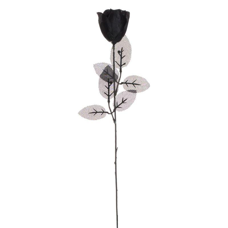Casa si Gradina - Decoratiuni - Obiecte decorative - Plante artificiale - Floare Artificiala Trandafir, 47cm, Culoare Negru-Mov, Material Plastic - Infinity.ro