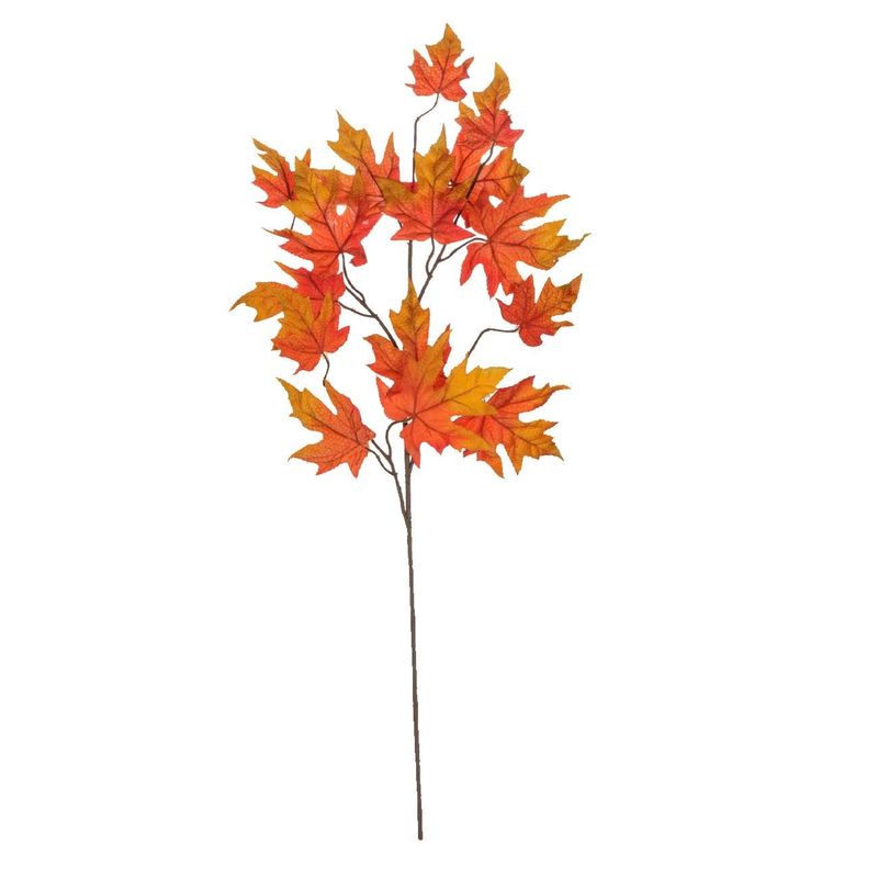 Casa si Gradina - Decoratiuni - Obiecte decorative - Plante artificiale - Ramura Artificiala Decorativa, Frunze, Platan, Portocaliu, 83cm - Infinity.ro