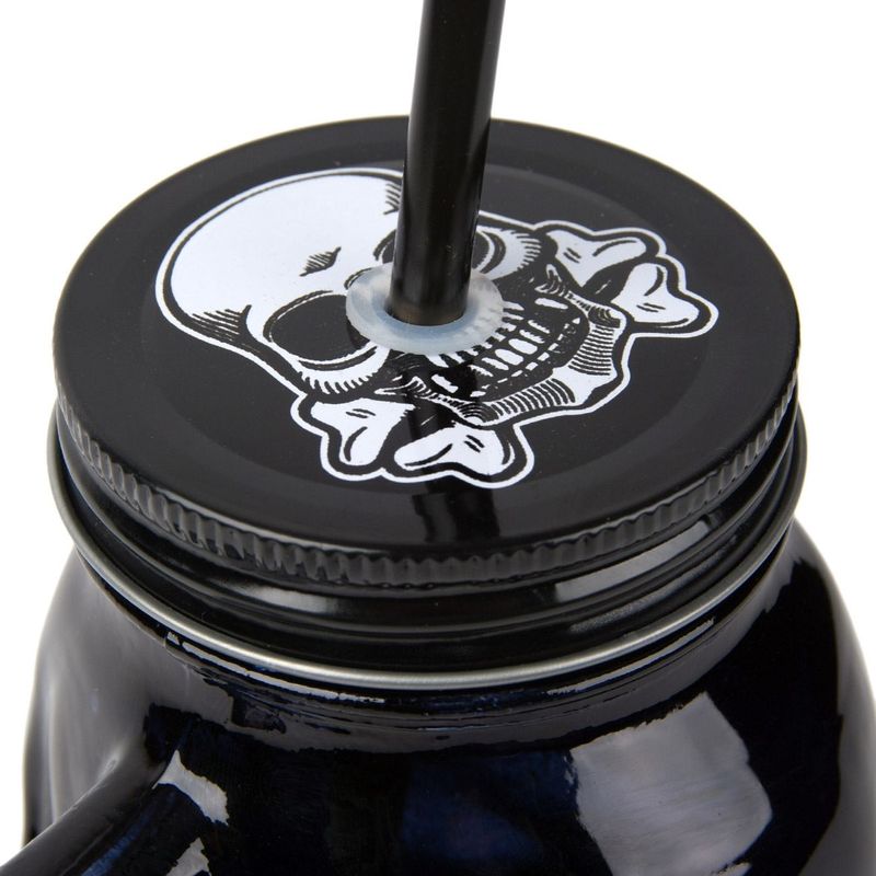 Casa si Gradina - Bucatarie si vesela - Cani si pahare - Pahare - Pahar Sticla, Butoias, Model Craniu, Culoare Negru, Capacitate 400ml - Infinity.ro