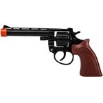 Jucarii, Copii si Bebe - Jucarii si jocuri - Jucarii de rol - Arme de jucarie - Pistol Jucarie, Magnum, 8 Capse, Lungime 13 cm, Plastic, Portocaliu/Negru/Maroniu - Infinity.ro
