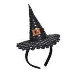 Jucarii, Copii si Bebe - Jucarii si jocuri - Jucarii de rol - Masti si costume copii - Coronita Deghizare Halloween, Model Cu Palarie Vrajitoare, Detalii Argintii, Glitter Portocaliu, Negru - Infinity.ro