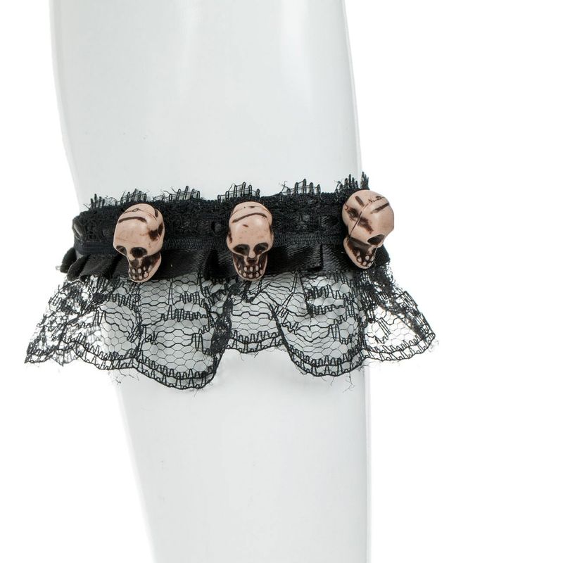 Jucarii, Copii si Bebe - Jucarii si jocuri - Jucarii de rol - Masti si costume copii - Set Accesorii Deghizare Halloween Gothic, Colier Choker si Bratara, Negru, 2 Bucati - Infinity.ro
