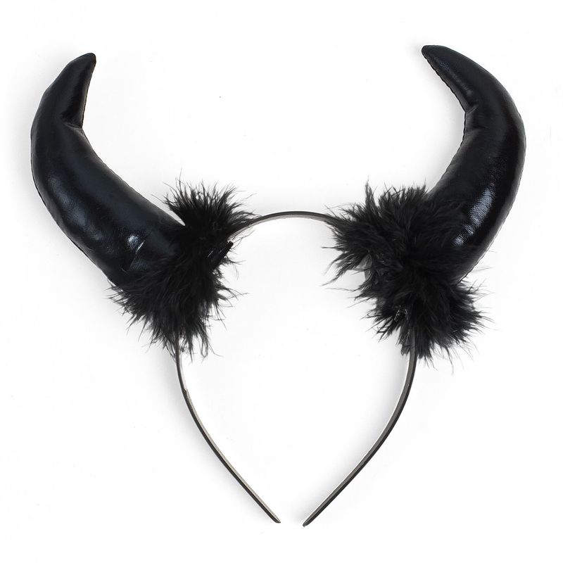 Jucarii, Copii si Bebe - Jucarii si jocuri - Jucarii de rol - Masti si costume copii - Bentita Carnaval, Model Diavol, Culoare Neagra, Coarne Negre - Infinity.ro