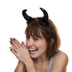 Jucarii, Copii si Bebe - Jucarii si jocuri - Jucarii de rol - Masti si costume copii - Bentita Carnaval, Model Diavol, Culoare Neagra, Coarne Negre - Infinity.ro