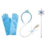 Jucarii, Copii si Bebe - Jucarii si jocuri - Jucarii de rol - Masti si costume copii - Set Printesa Coronita Bagheta Manusi Turcoaz - 3buc. - Infinity.ro