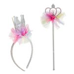 Jucarii, Copii si Bebe - Jucarii si jocuri - Jucarii de rol - Masti si costume copii - Set Coronita si Bagheta 2 piese, Multicolor, 30cm - Infinity.ro