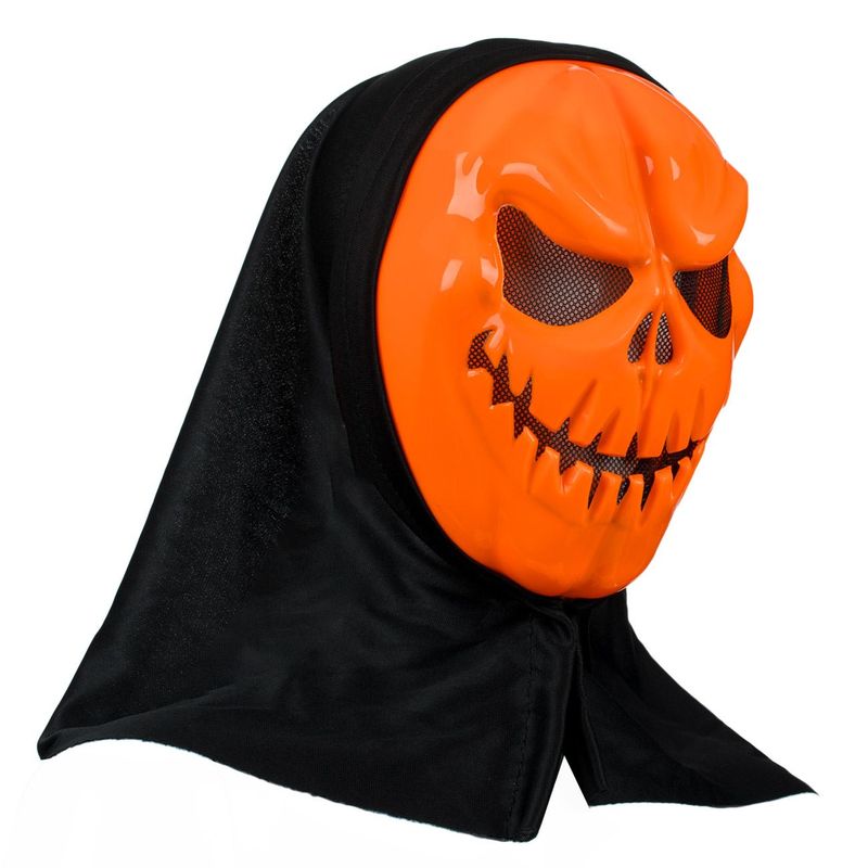 Jucarii, Copii si Bebe - Jucarii si jocuri - Jucarii de rol - Masti si costume copii - Masca Halloween, Dovleac Portocaliu, Acoperire Cap Neagra, Plastic si Poliester - Infinity.ro