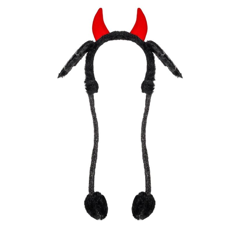 Jucarii, Copii si Bebe - Jucarii si jocuri - Jucarii de rol - Masti si costume copii - Coronita Diavol, Urechi In Miscare, Rosu/Negru - Infinity.ro