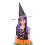 Jucarii, Copii si Bebe - Jucarii si jocuri - Jucarii de rol - Masti si costume copii - Peruca Fete, Model Vrajitoare, Par Mov Lung, Palarie Neagra - Infinity.ro