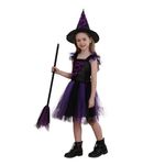 Jucarii, Copii si Bebe - Jucarii si jocuri - Jucarii de rol - Masti si costume copii - Costum pentru Fete, Vrajitoare, Negru Mov, Fusta Tutu, Palarie - Infinity.ro