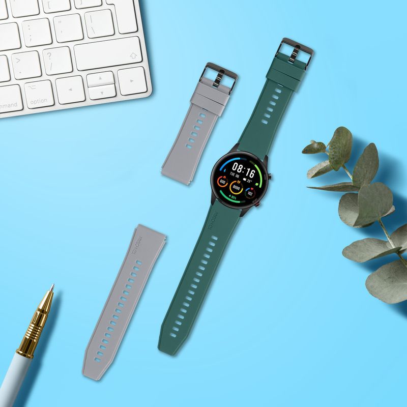 Laptop, Telefoane si Tablete - Wearables si gadgeturi - Wearables - Accesorii wearables - Set 2 curele pentru Xiaomi Mi Watch Color Sport/Watch S1 Active, Kwmobile, Gri/Verde, Silicon, 58971.02 - Infinity.ro