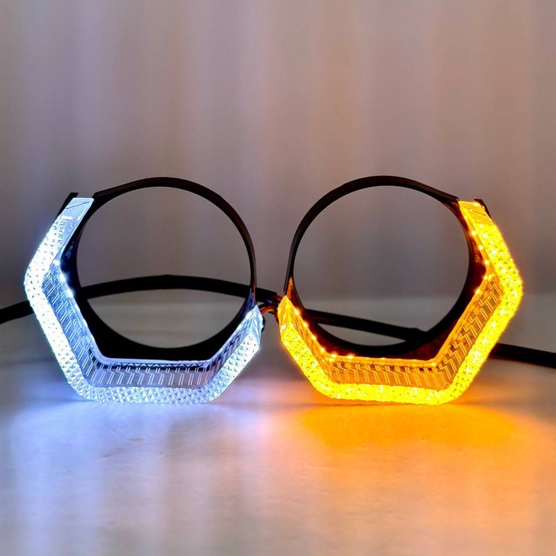 Auto si Moto - Piese auto si accesorii - Caroserie - Faruri, stopuri si proiectoare - Set de 2 inele rectangulare DRL / lumina de zi si semnalizare compatibil lupe 3 inchi - Infinity.ro