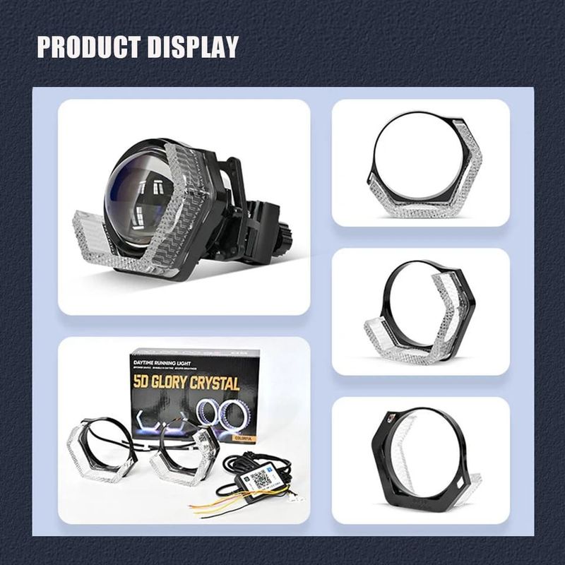 Auto si Moto - Piese auto si accesorii - Caroserie - Faruri, stopuri si proiectoare - Set de 2 inele rectangulare DRL / lumina de zi si semnalizare compatibil lupe 3 inchi - Infinity.ro
