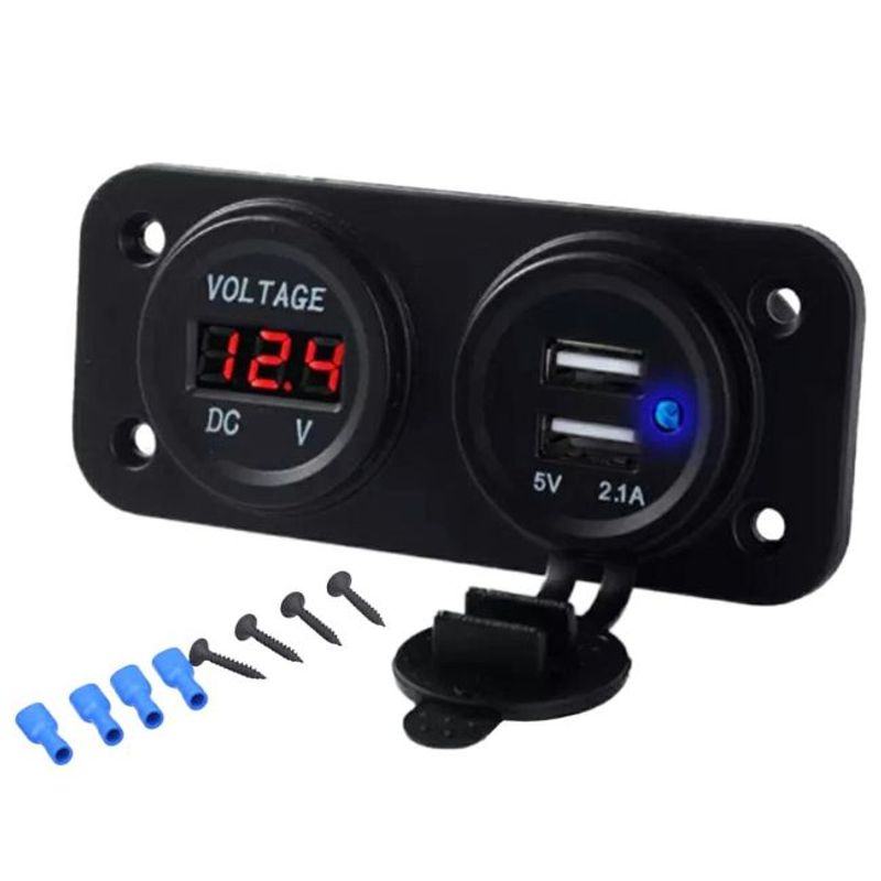 Auto si Moto - Electronice auto - Accesorii electronice auto - Voltmetru cu 2 x porturi incarcare USB, alimentare 12V - Infinity.ro