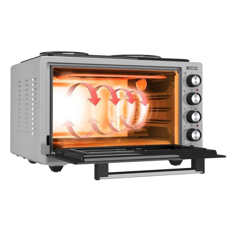 Electronice si Electrocasnice - Aragazuri, cuptoare si hote - Cuptoare - Cuptoare electrice - Cuptor electric ECG ETH 3701G, 37 L, putere maxima 2500 W, 2 plite, 40-230 °C, rotisor - Infinity.ro