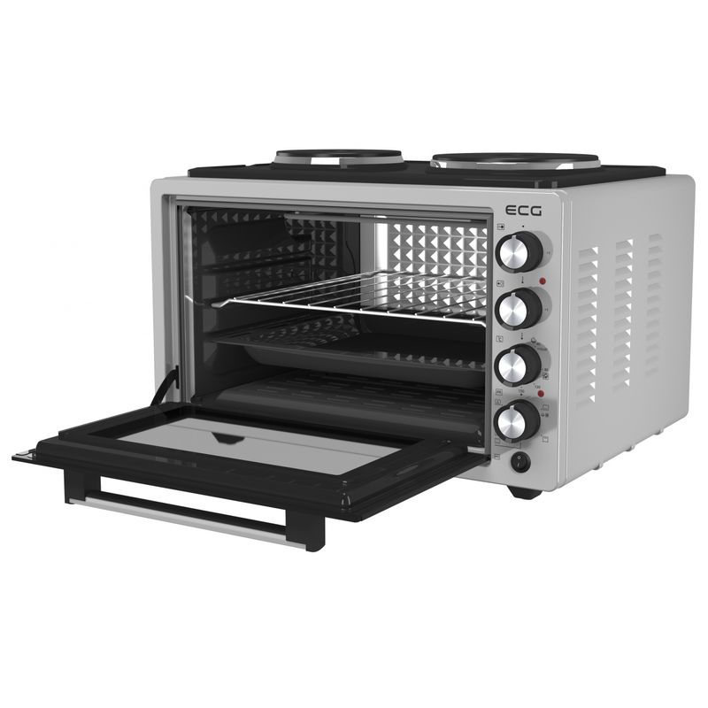 Electronice si Electrocasnice - Aragazuri, cuptoare si hote - Cuptoare - Cuptoare electrice - Cuptor electric ECG ETH 3701G, 37 L, putere maxima 2500 W, 2 plite, 40-230 °C, rotisor - Infinity.ro