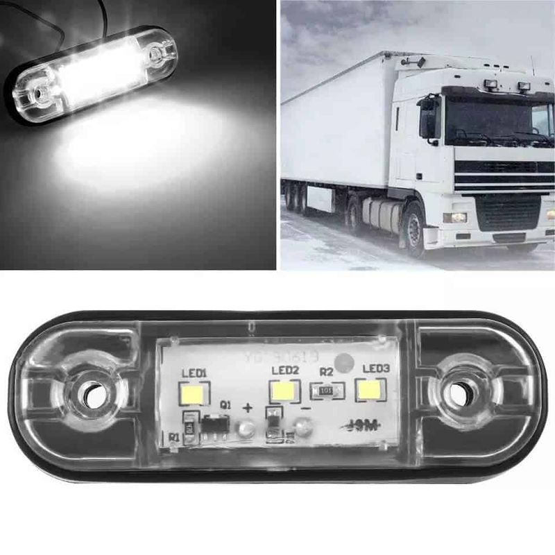 Auto si Moto - Piese auto si accesorii - Caroserie - Faruri, stopuri si proiectoare - Lampa gabarit 3smd alb, laterala, lampa avertizare, 12-24V - Infinity.ro