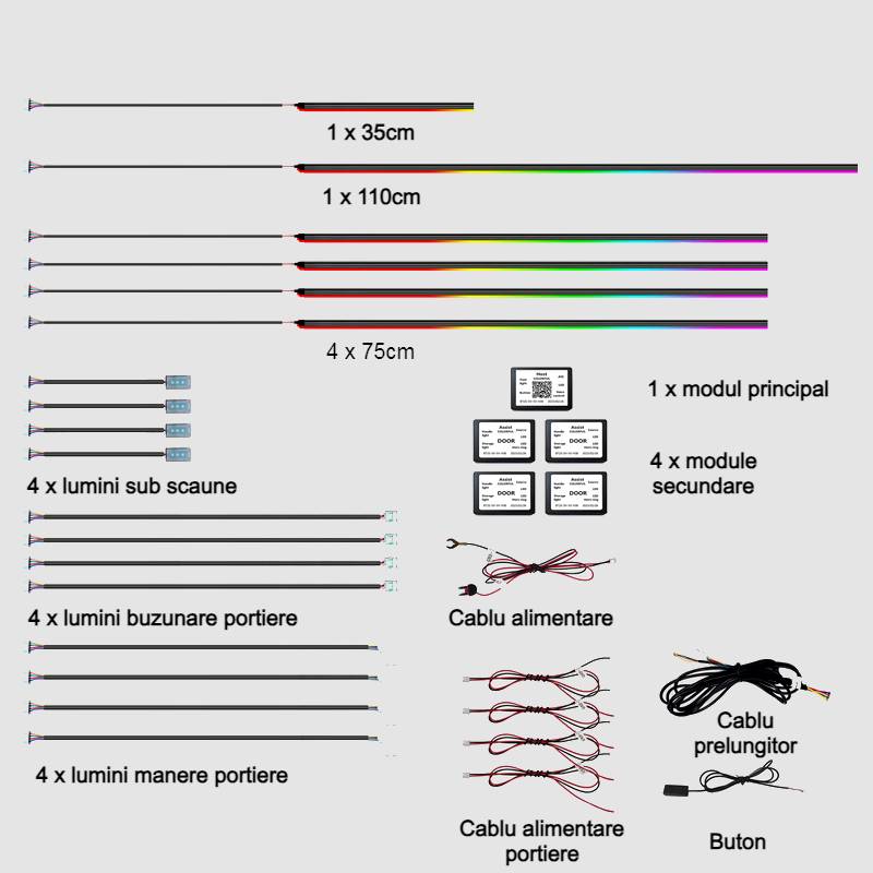 Auto si Moto - Piese auto si accesorii - Piese auto - Tuning - Kit 18 in 1 lumini ambientale auto dinamice, Symphony, wireless - Infinity.ro