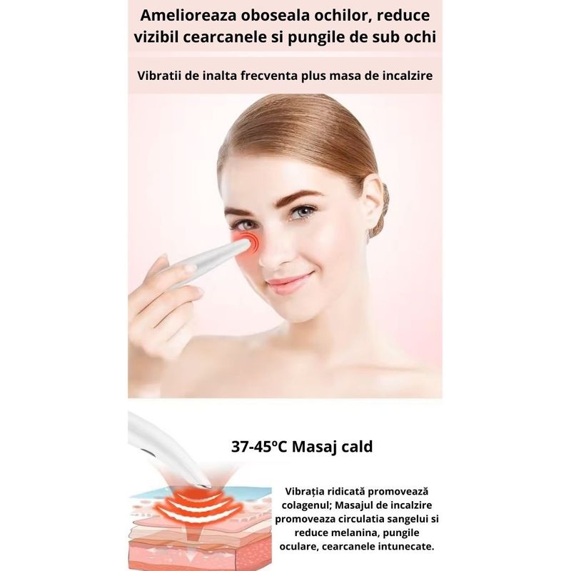 Ingrijire personala si Cosmetice - Aparate & accesorii ingrijire personala - Aparate cosmetice - Aparate intretinere si ingrijire corporala - Dispozitiv de infrumusetare cu lumina LED neinvaziva, EMS Alb,cu vibratie sonica pentru terapia buzelor si a ochilor - Infinity.ro