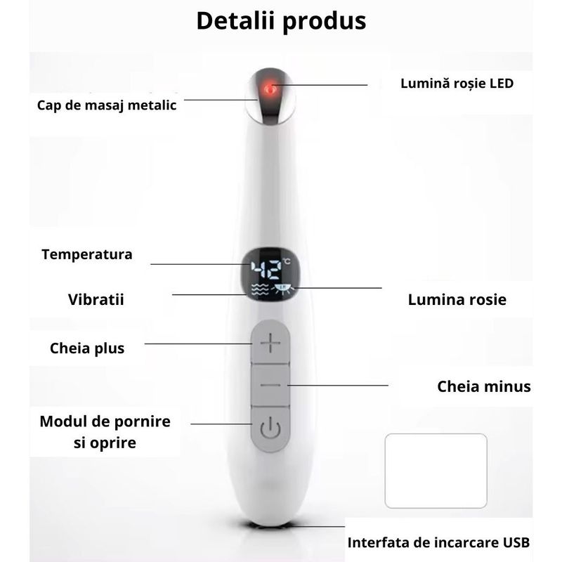 Ingrijire personala si Cosmetice - Aparate & accesorii ingrijire personala - Aparate cosmetice - Aparate intretinere si ingrijire corporala - Dispozitiv de infrumusetare cu lumina LED neinvaziva, EMS Alb,cu vibratie sonica pentru terapia buzelor si a ochilor - Infinity.ro