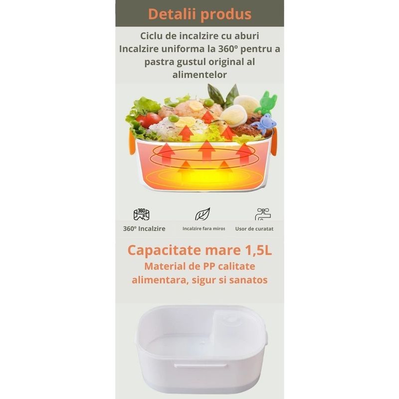 Casa si Gradina - Bucatarie si vesela - Organizare si depozitare bucatarie - Cutii alimentare - Incalzitor de alimente portabil gri Smaliabu - Infinity.ro