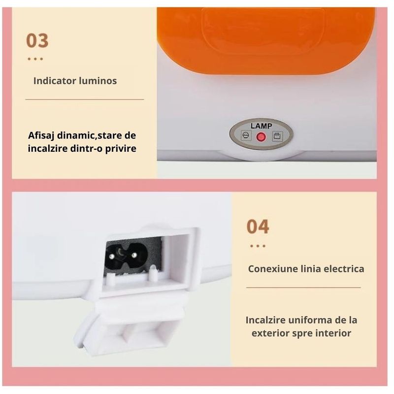 Casa si Gradina - Bucatarie si vesela - Organizare si depozitare bucatarie - Cutii alimentare - Incalzitor de alimente portabil portocaliu Smaliabu - Infinity.ro