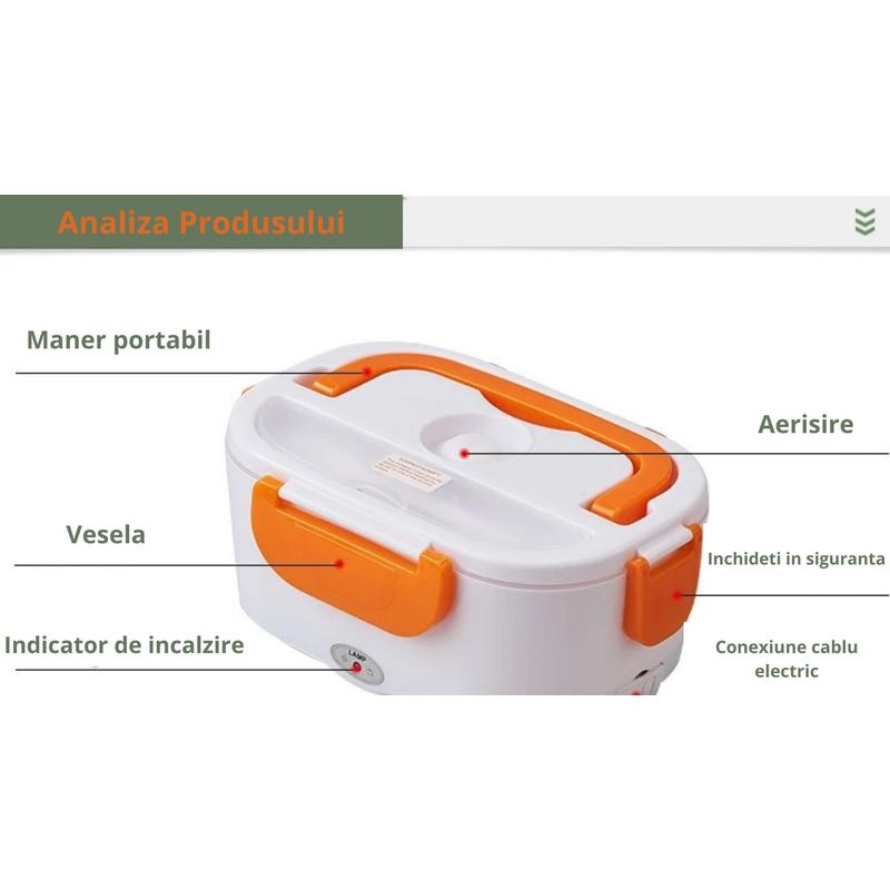 Casa si Gradina - Bucatarie si vesela - Organizare si depozitare bucatarie - Cutii alimentare - Incalzitor de alimente portabil portocaliu Smaliabu - Infinity.ro