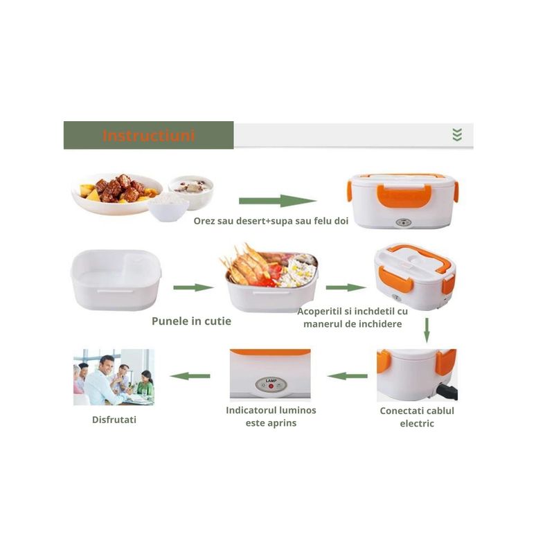 Casa si Gradina - Bucatarie si vesela - Organizare si depozitare bucatarie - Cutii alimentare - Incalzitor de alimente portabil portocaliu Smaliabu - Infinity.ro
