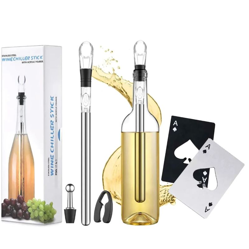 Casa si Gradina - Bucatarie si vesela - Accesorii bar - Carafe si decantoare - Decantor de vin si aerator pentru vin cu tija  inoxidabila pentru mentineraea rece a vinului - Infinity.ro