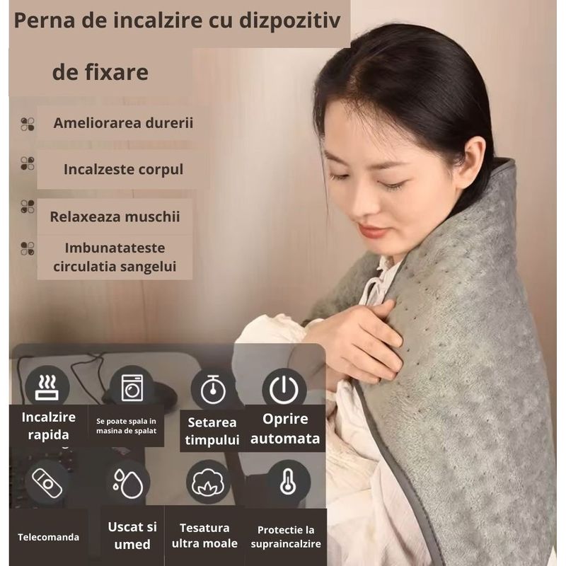 Ingrijire personala si Cosmetice - Sanatate si wellness - Articole wellness - Incalzitoare corporale - Covoras/perina termica electrica gri - Infinity.ro