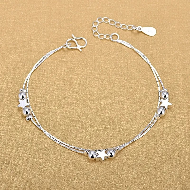 Fashion, accesorii si bijuterii - Femei - Bijuterii femei - Bratari femei - Bratara  farmec pentru glezna, model geometric,capat cu argint 925 - Infinity.ro