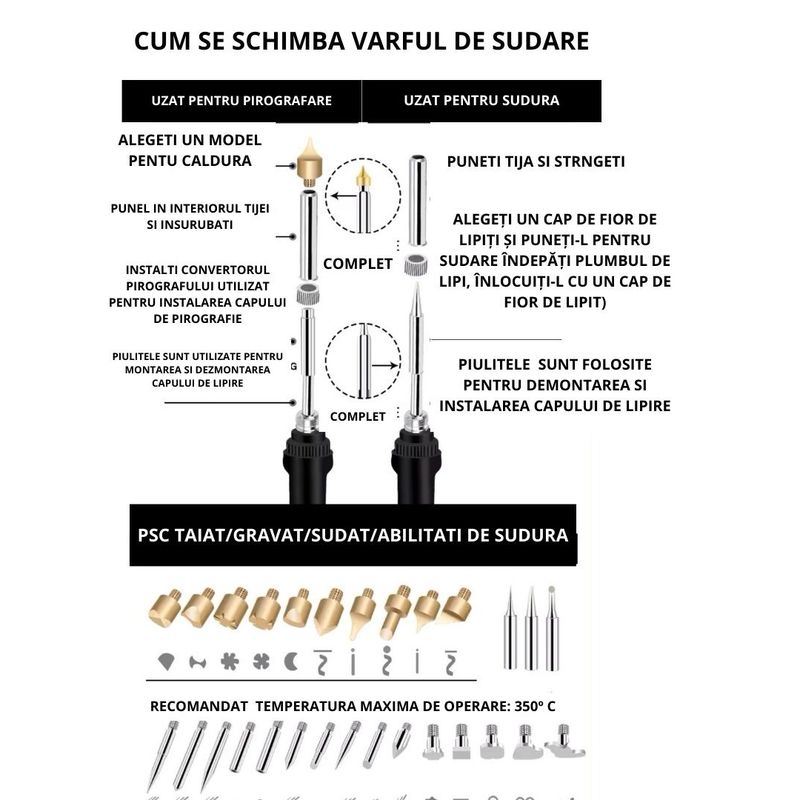 Casa si Gradina - Constructii - Scule electrice si accesorii - Scule multifunctionale si accesorii - Aparat pentru pirogravat portocaliu, 69 de piese - Infinity.ro